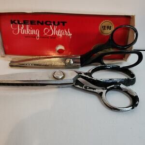 KLEENCUT PINKING SHEARS WITH AUTO STOP #180 USA AND CANADA Plus WHITE JAPAN PAIR
